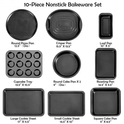 10 Pcs Nonstick Bakeware Set Baking Roasting Cake Pans