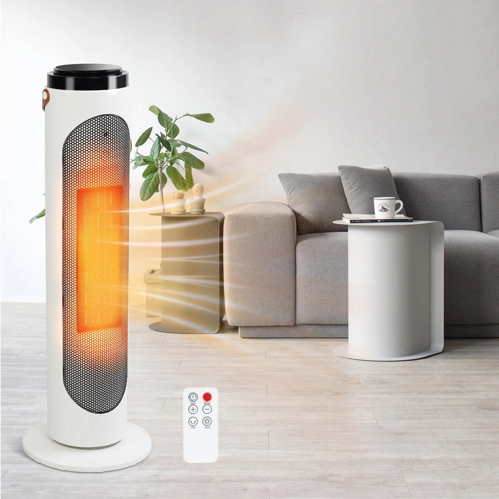 1500W Space Heater with Remote Ceramic Tower Space Heater 3 Modes 24h Timer