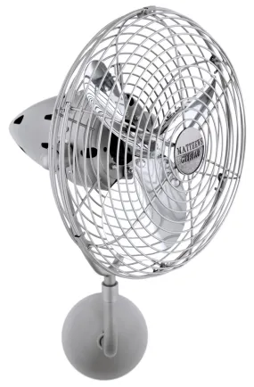 19" Wall Fan from the Bruna Parede Collection in Brushed Nickel Finish by Matthews Fan Company