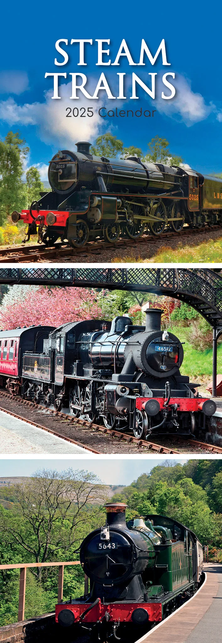 2025 Steam Trains Slimline Wall Calendar