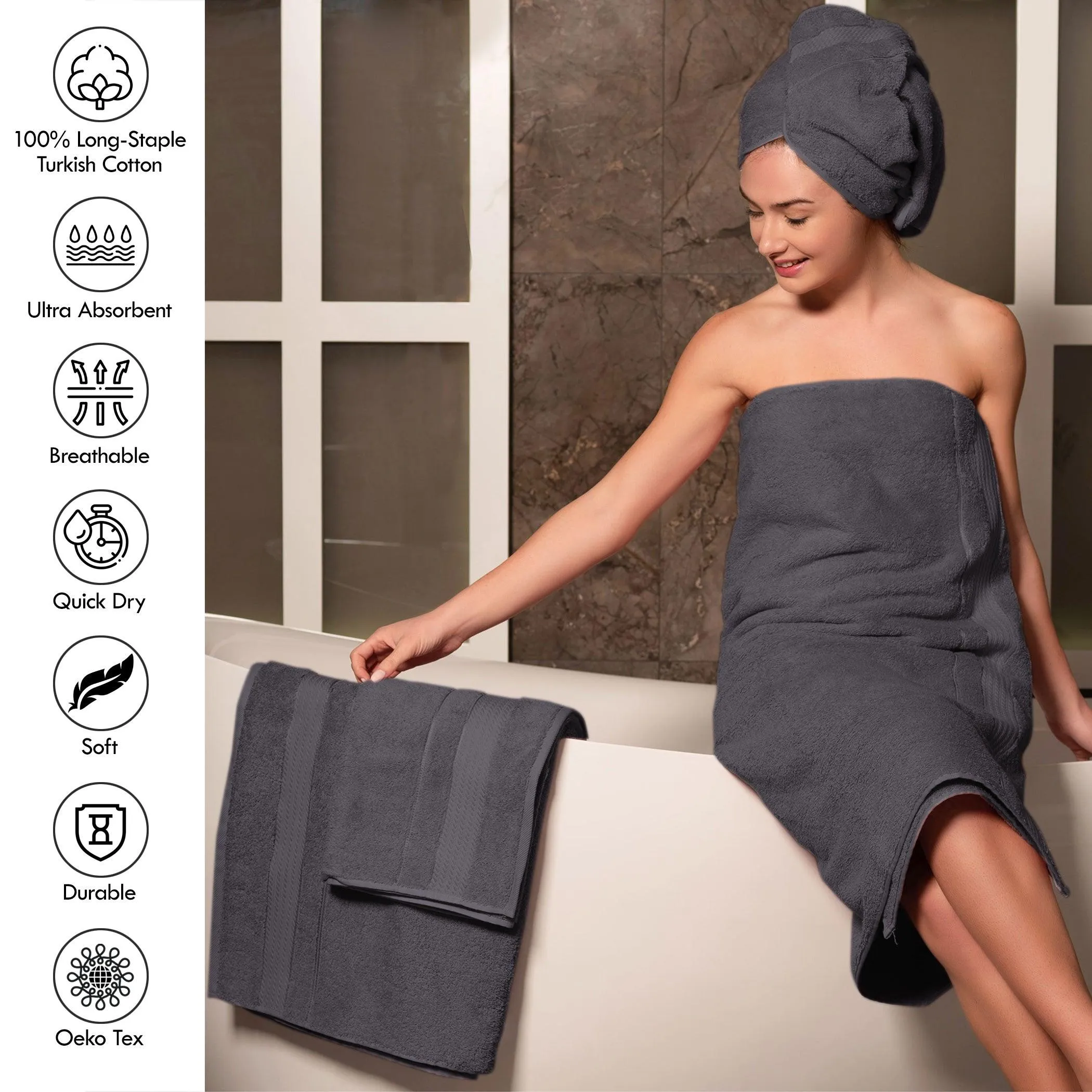 3 Pack Multi Size Bathroom Towels (Bath Towel - Hand - Towel - Washcloth)