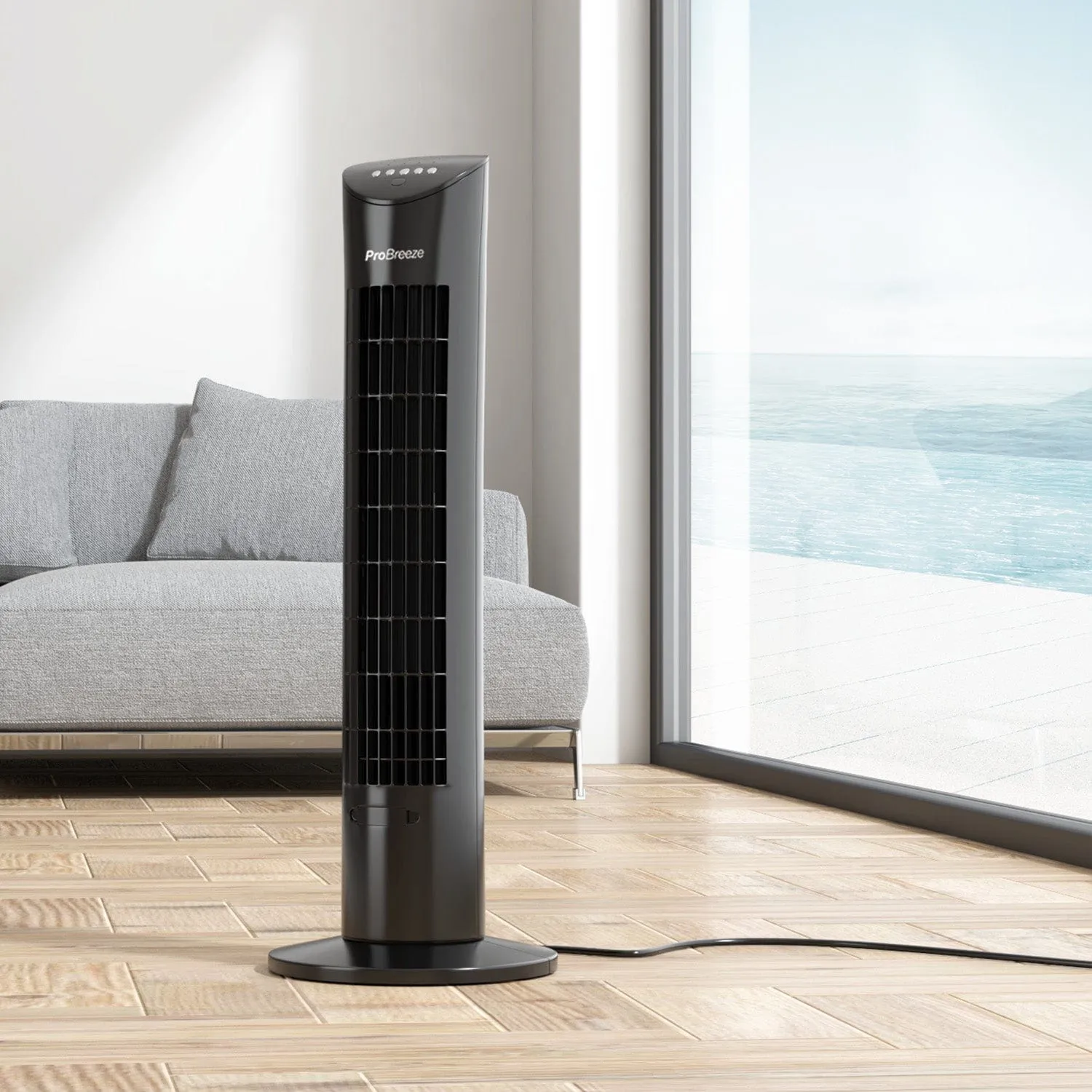 30" Oscillating Tower Fan - Black