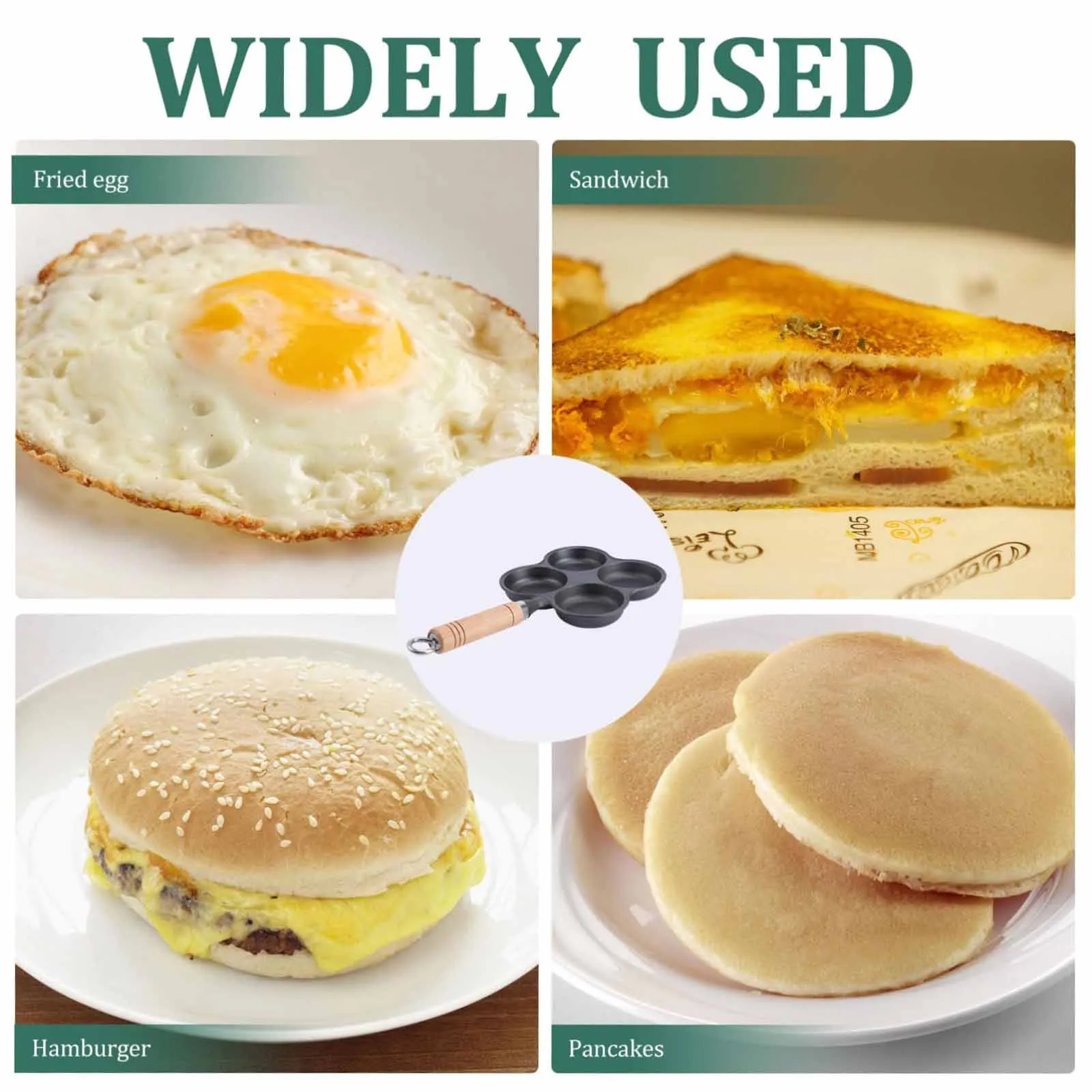 4 Cup Cast Iron Egg Frying Pan Divided Egg Skillet Pan Fried Egg Pan Cooker Pancake Egg Fryer