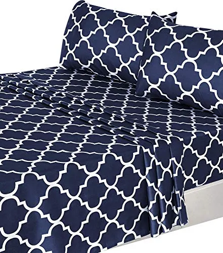 4-Piece Bed Sheet Set (King, Navy)