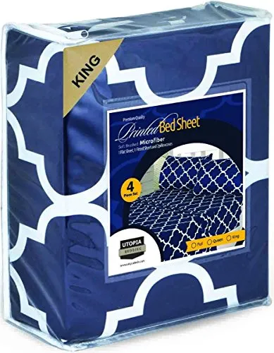 4-Piece Bed Sheet Set (King, Navy)