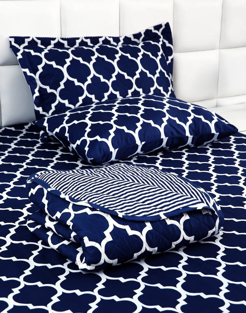 6 PCs Bed Spread Set-Blue Geometric