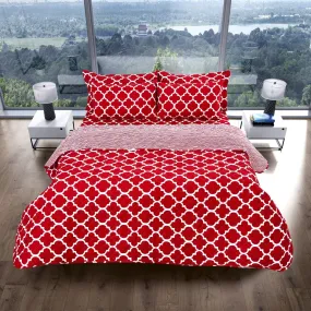 6 PCs Bed Spread Set-Maroon Geometric