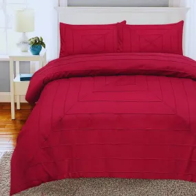 6 Pcs Pinch Rectangular Red Bed Sheet Set With Quilt, Pillow And Cushions Covers