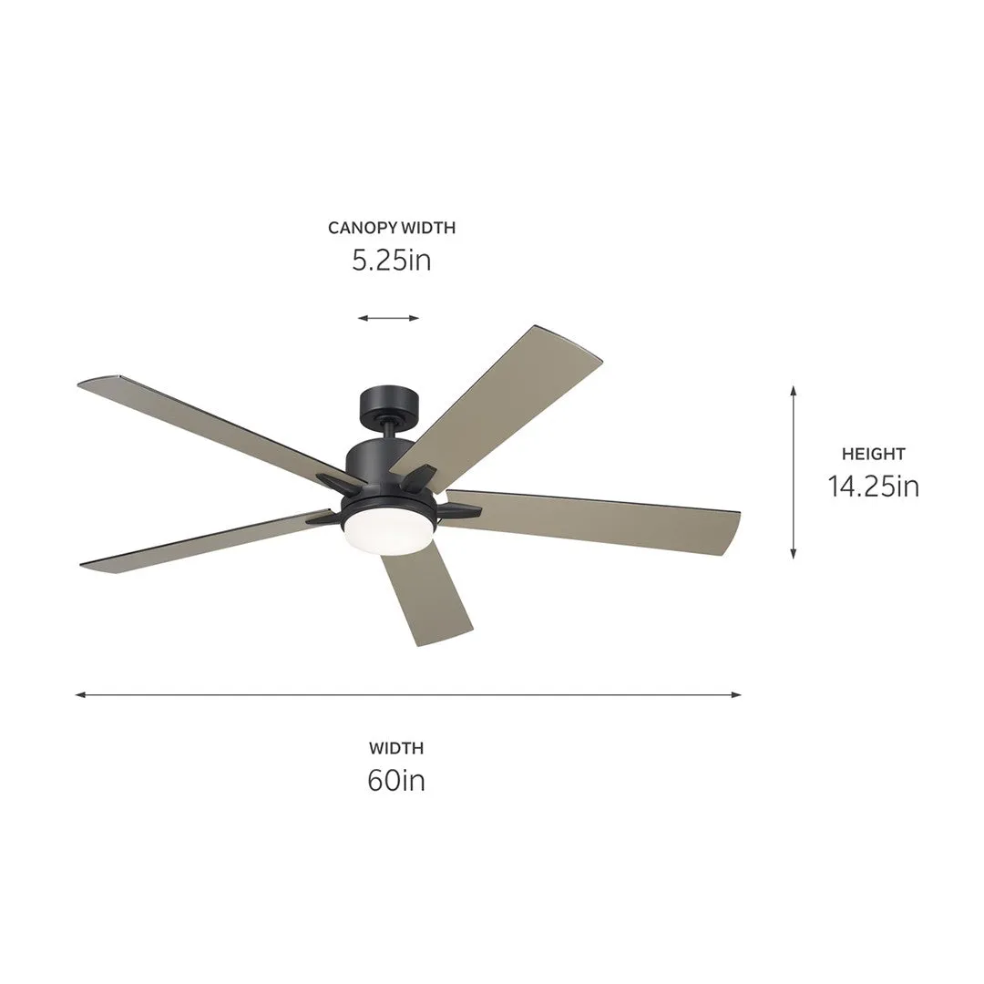 60"Ceiling Fan from the Lucian Elite XL Collection in Satin Black Finish by Kichler