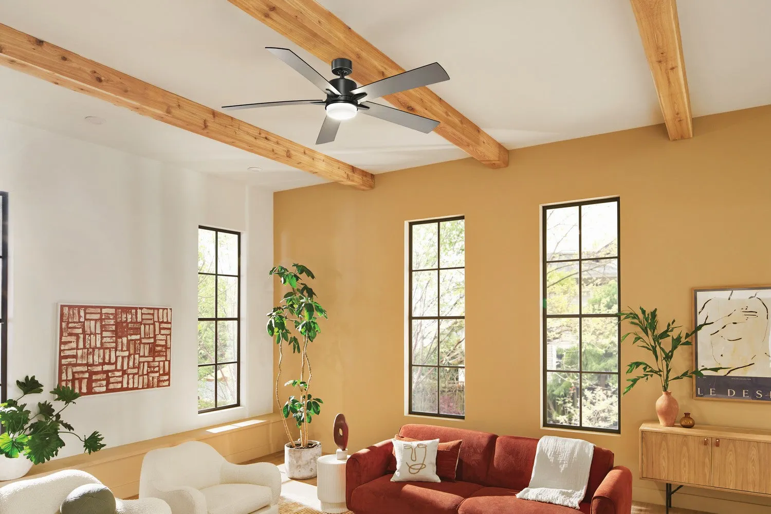 60"Ceiling Fan from the Lucian Elite XL Collection in Satin Black Finish by Kichler