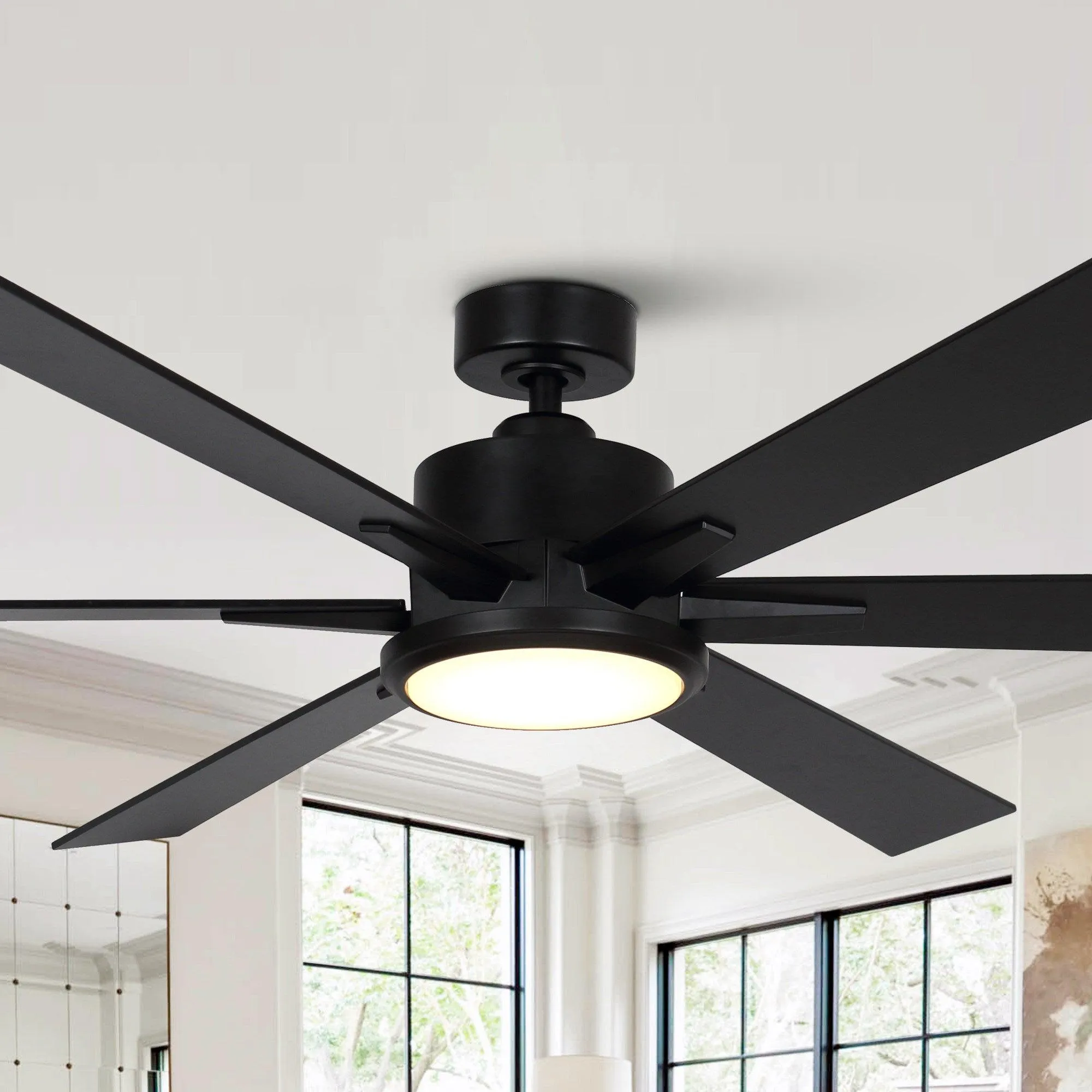 65" Amold Industrial Downrod Mount Ceiling Fan with Lighting and Remote Control