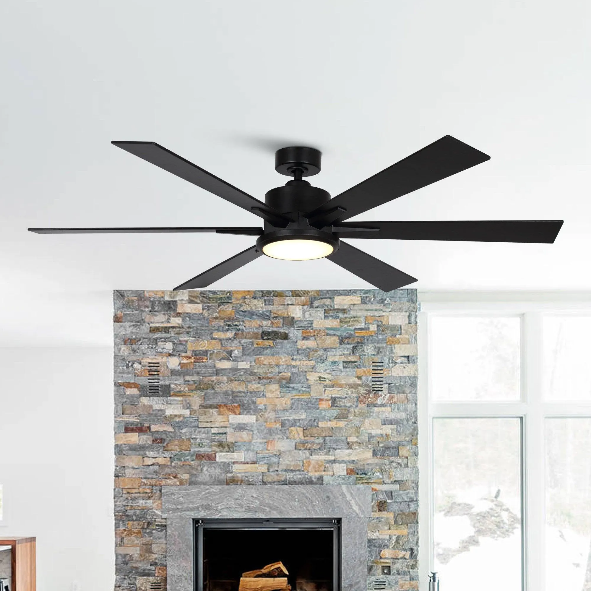 65" Amold Industrial Downrod Mount Ceiling Fan with Lighting and Remote Control