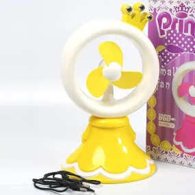 7715 PRINCESS PORTABLE FAN BRIGHT COLOR DESKTOP OFFICE USB & BATTRY OPERATE FAN (Battery Not Include)