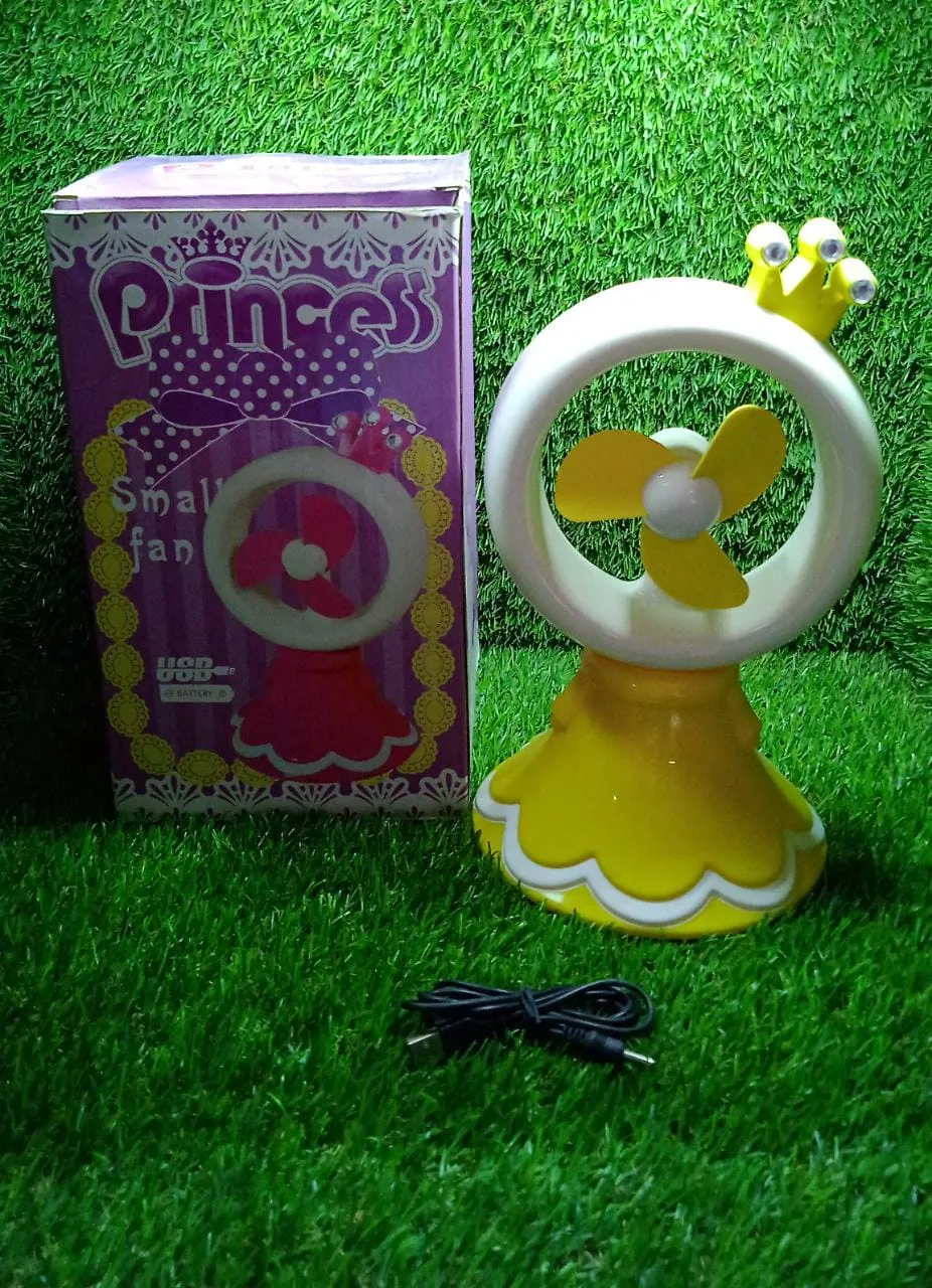 7715 PRINCESS PORTABLE FAN BRIGHT COLOR DESKTOP OFFICE USB & BATTRY OPERATE FAN (Battery Not Include)