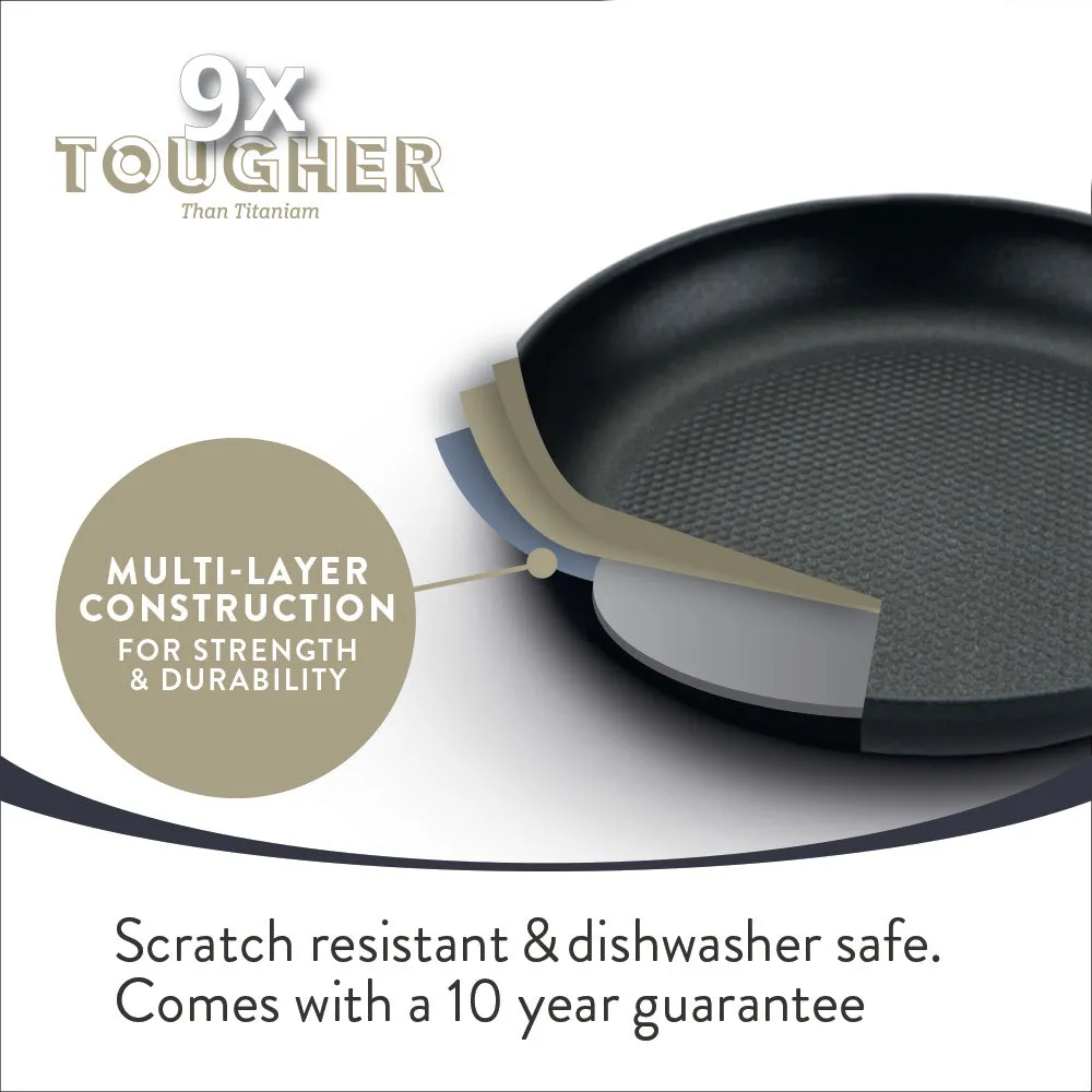 9 x Tougher Non-Stick Induction Frying Pan - 3 Sizes