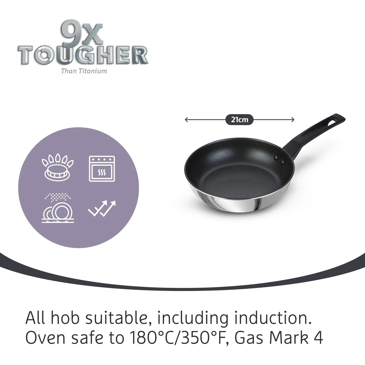 9 X Tougher Stainless Steel Frying Pan