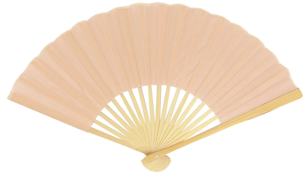 9" Nude Silk Hand Fans for Weddings (10 Pack)