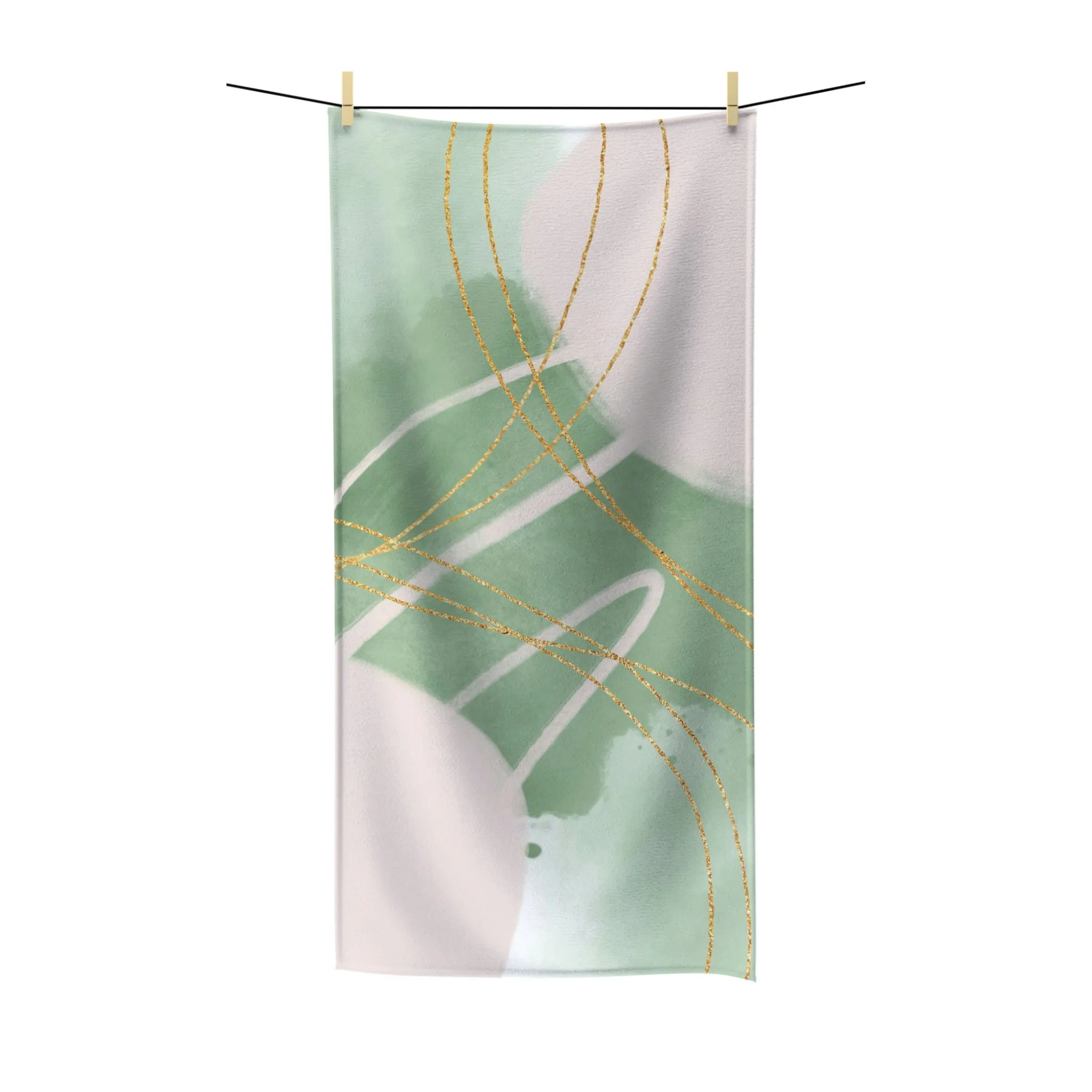 Abstract Boho Bath Towel | Sage Green, Blush Pink