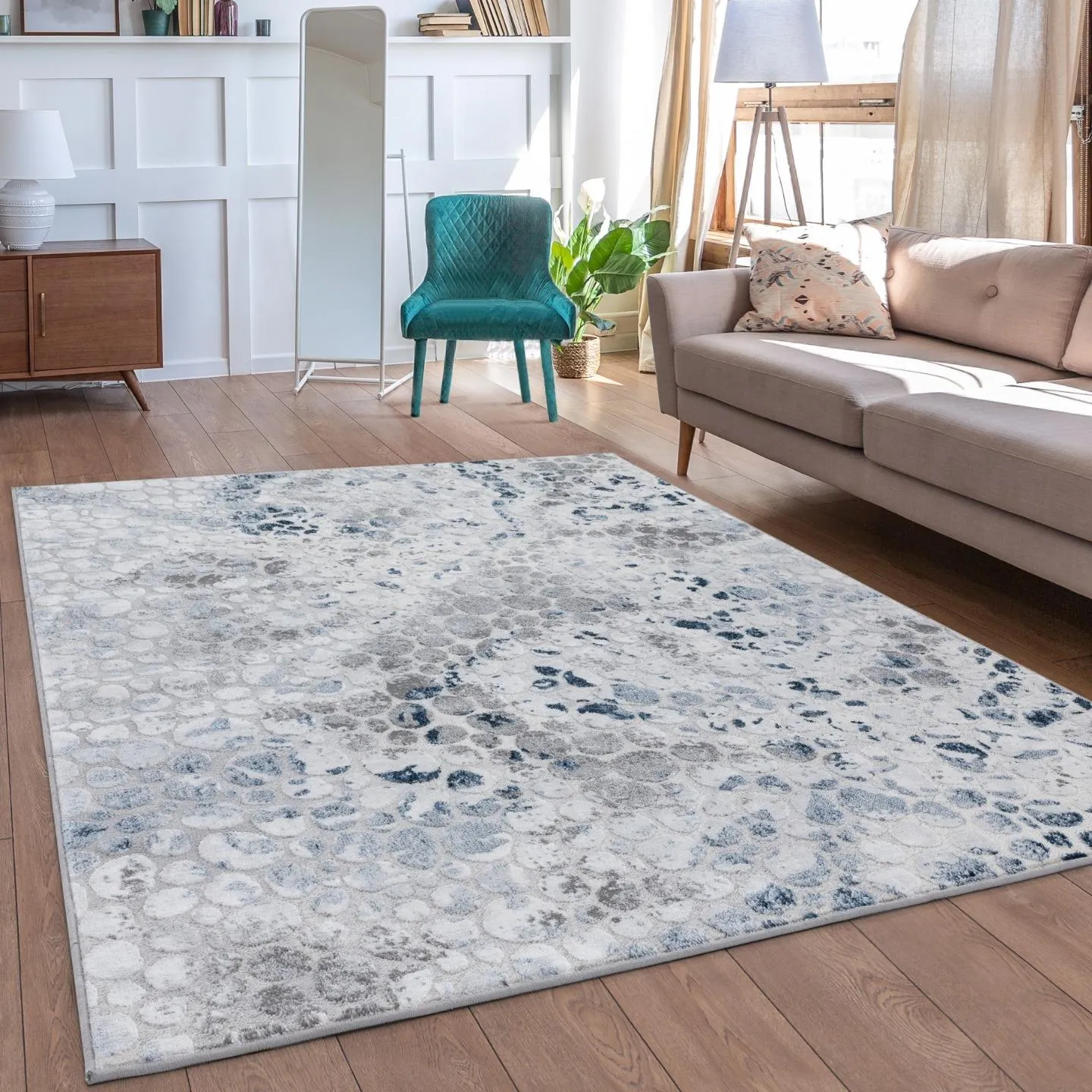 Abstract Coastal Pebbles Area Rug