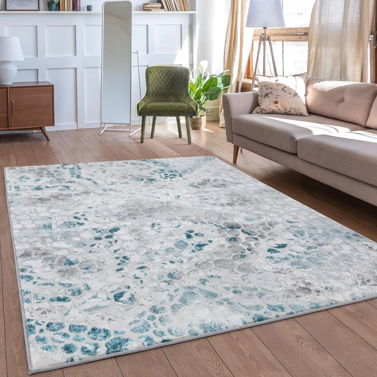 Abstract Coastal Pebbles Area Rug