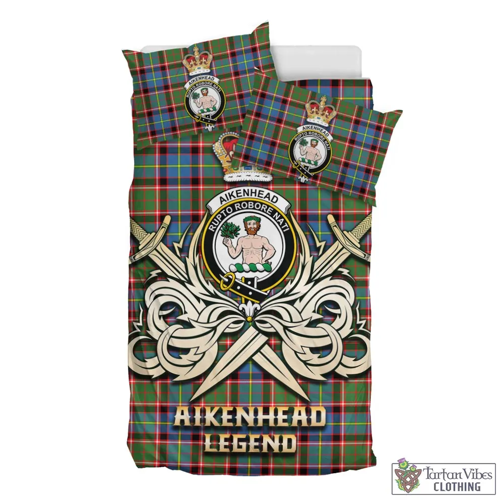 Aikenhead Tartan Bedding Set with Clan Crest and the Golden Sword of Courageous Legacy