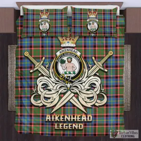 Aikenhead Tartan Bedding Set with Clan Crest and the Golden Sword of Courageous Legacy