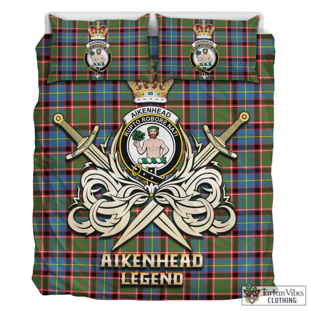 Aikenhead Tartan Bedding Set with Clan Crest and the Golden Sword of Courageous Legacy