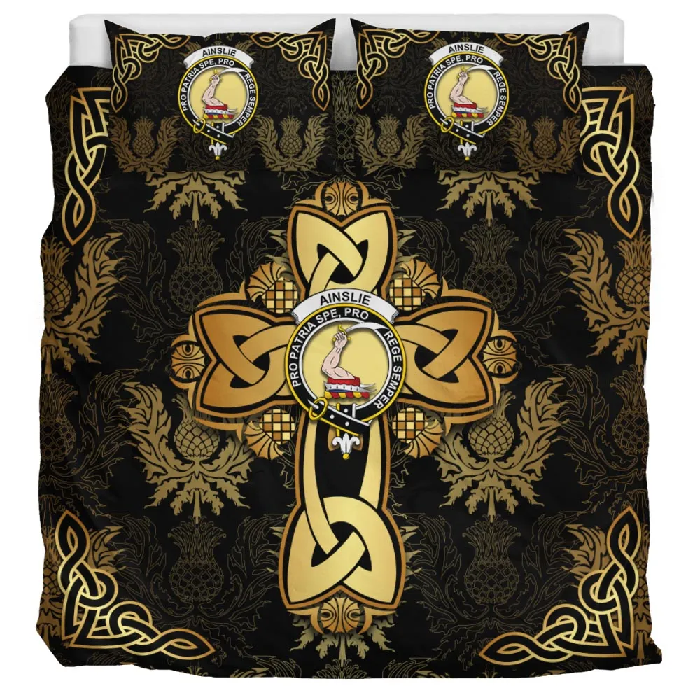 Ainslie Clan Bedding Sets Gold Thistle Celtic Style