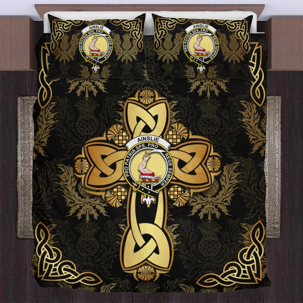 Ainslie Clan Bedding Sets Gold Thistle Celtic Style