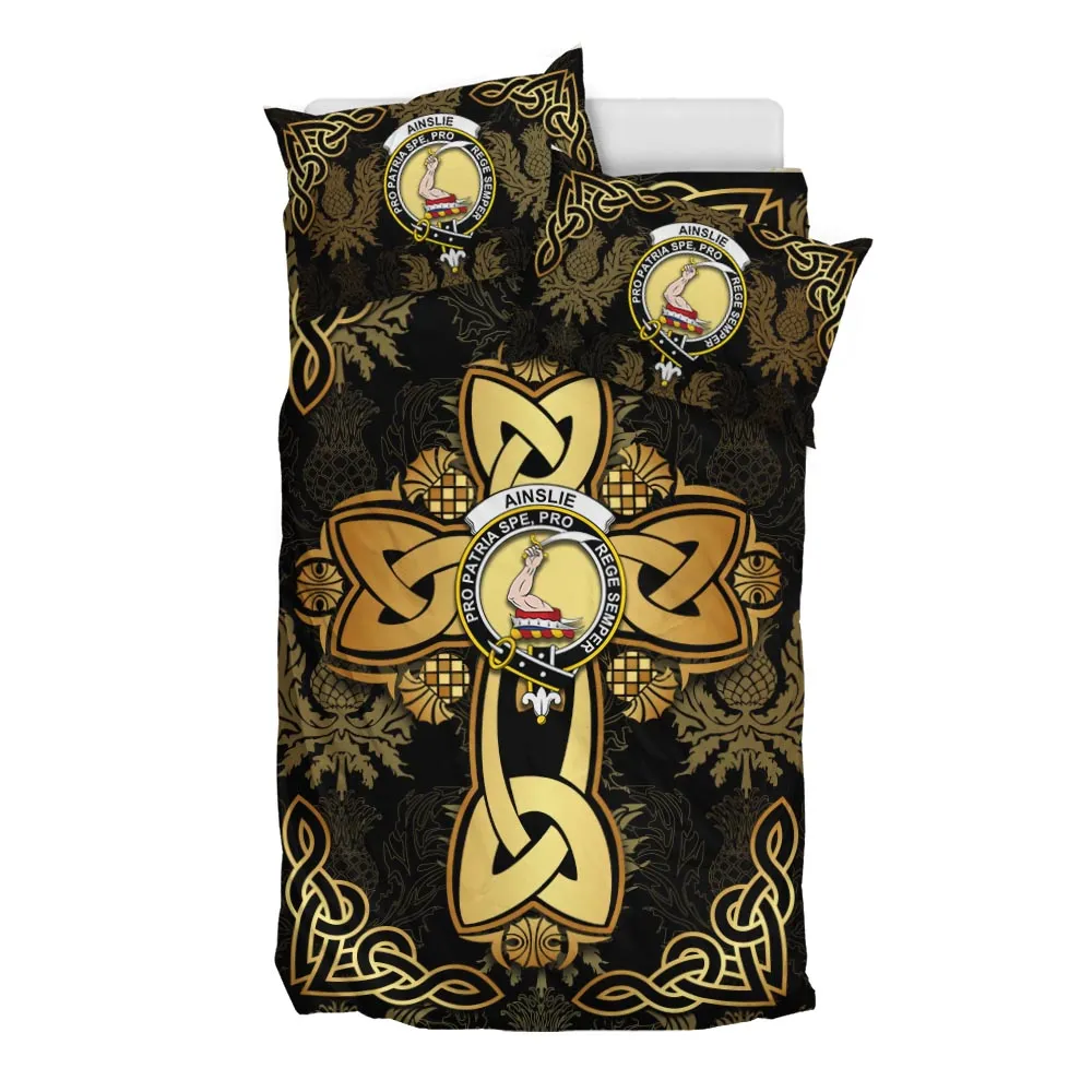 Ainslie Clan Bedding Sets Gold Thistle Celtic Style