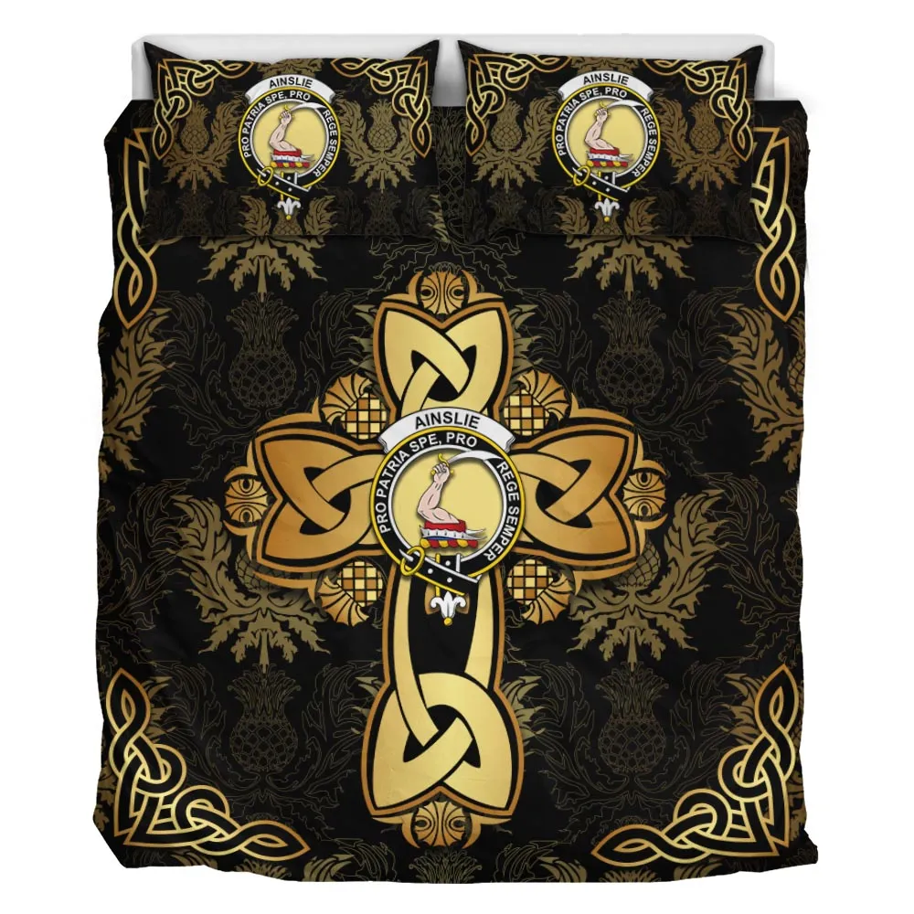 Ainslie Clan Bedding Sets Gold Thistle Celtic Style