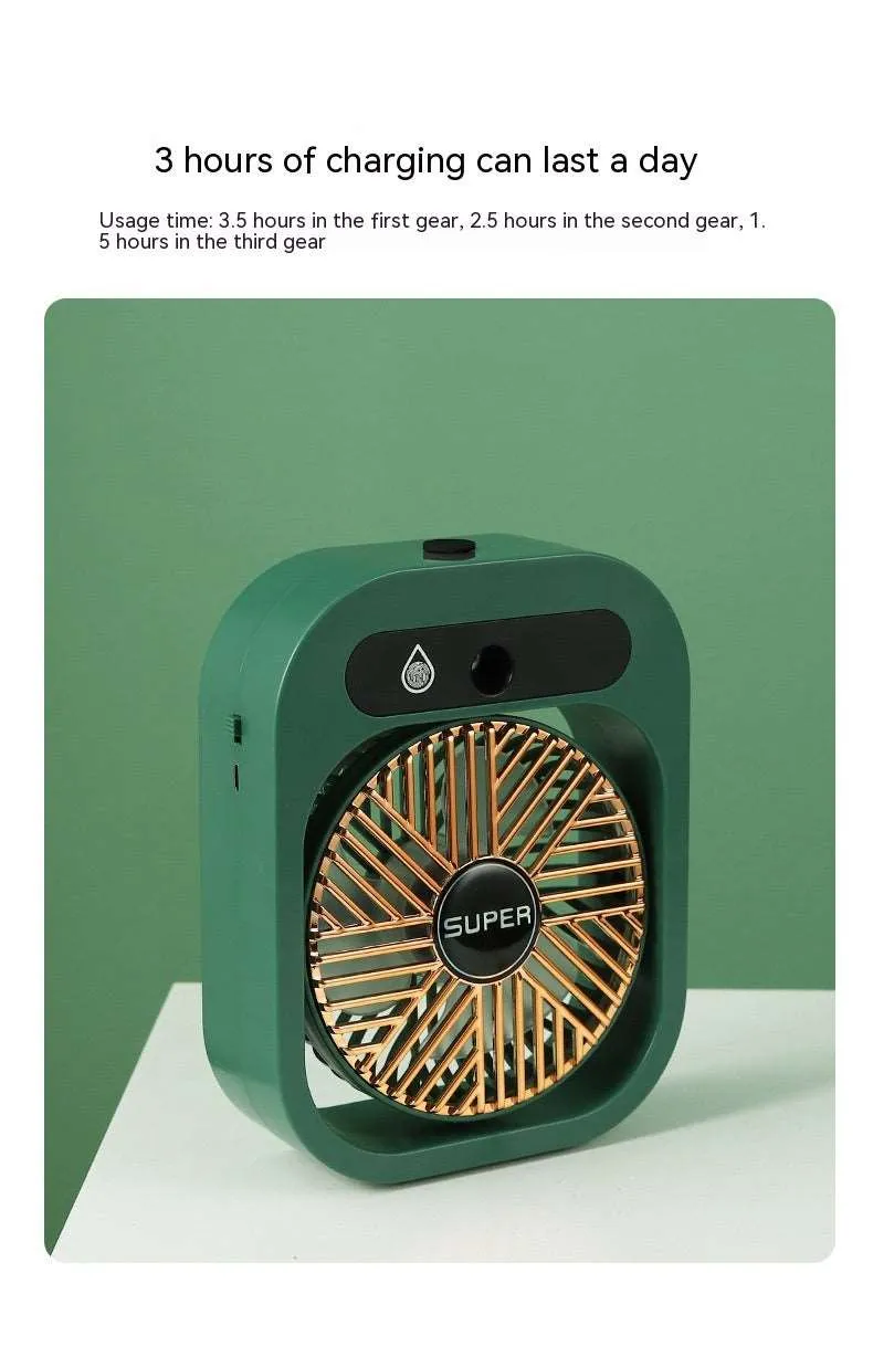 Air Conditioner Ice Mist Little Desktop Blowing Electric Fan with USB Charging