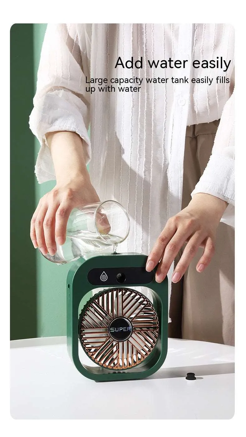 Air Conditioner Ice Mist Little Desktop Blowing Electric Fan with USB Charging