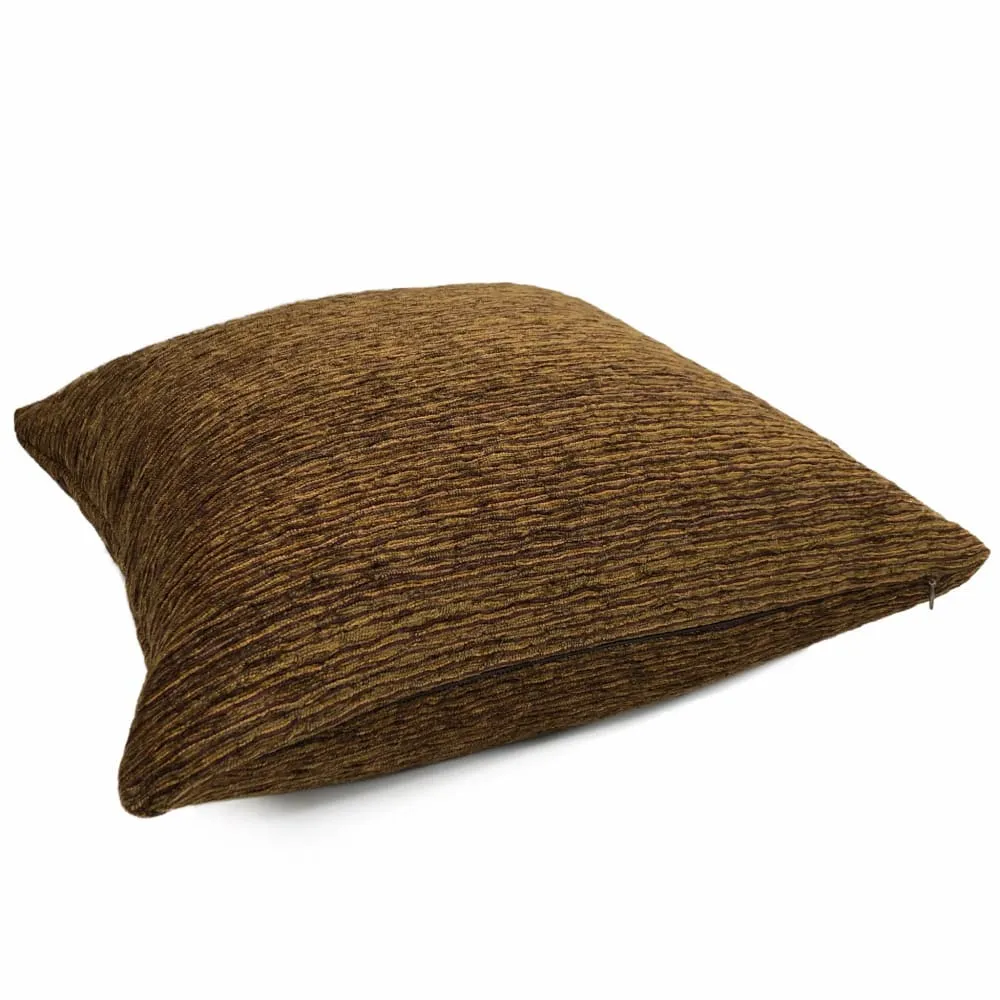 Algonquin Redwoods Brown Ridged Chenille Texture Pillow Cover