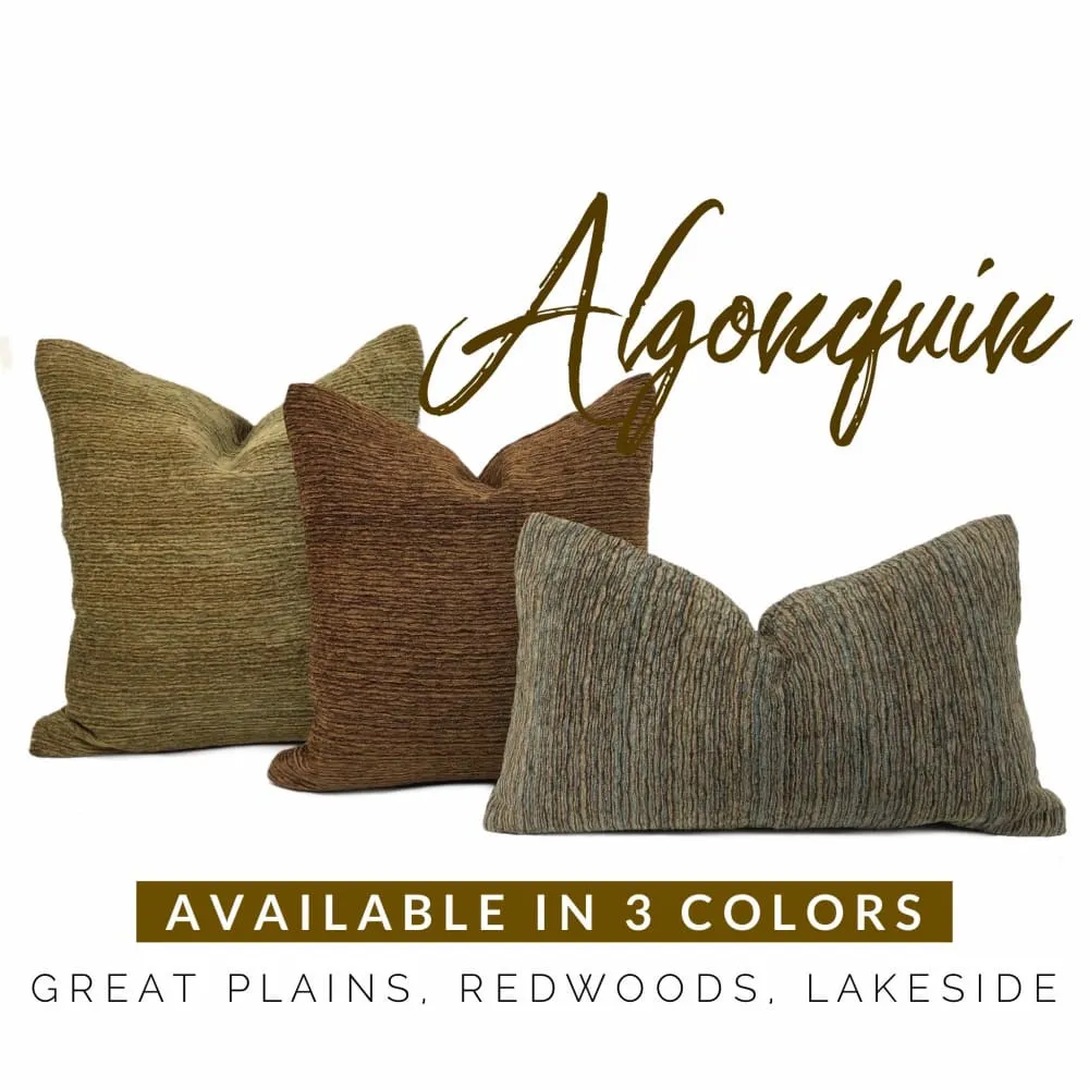 Algonquin Redwoods Brown Ridged Chenille Texture Pillow Cover