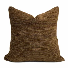 Algonquin Redwoods Brown Ridged Chenille Texture Pillow Cover