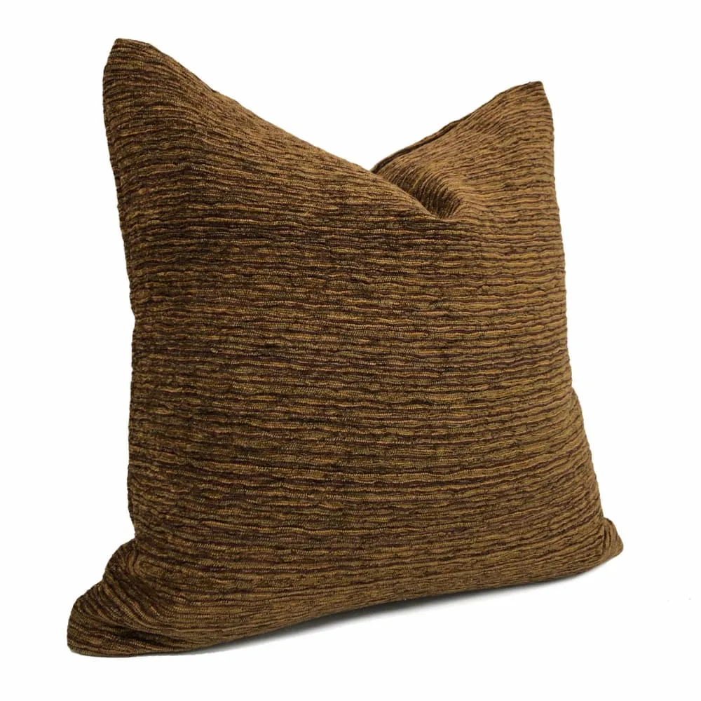 Algonquin Redwoods Brown Ridged Chenille Texture Pillow Cover