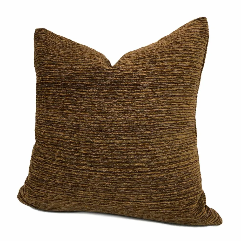 Algonquin Redwoods Brown Ridged Chenille Texture Pillow Cover