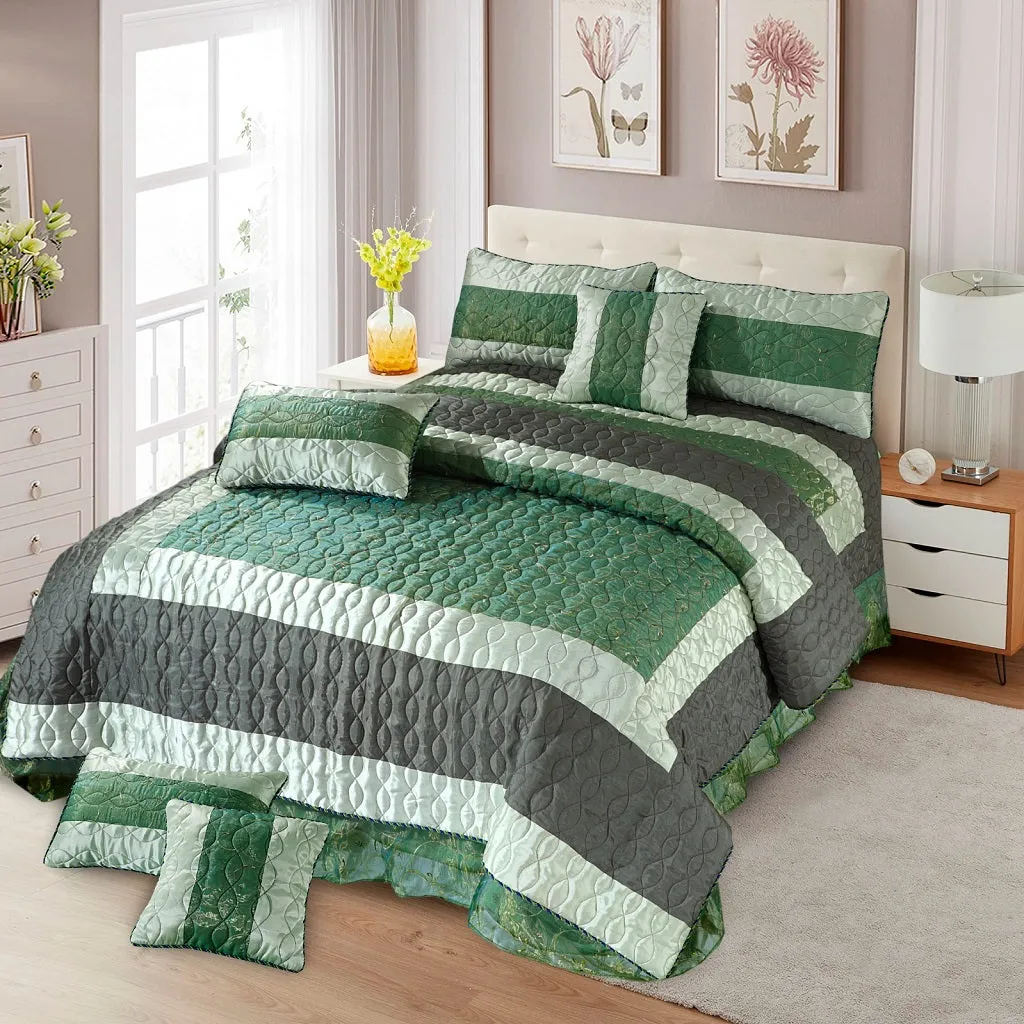 Alpine 6 Pcs Bedding Set with Filled Comforter Fern Green