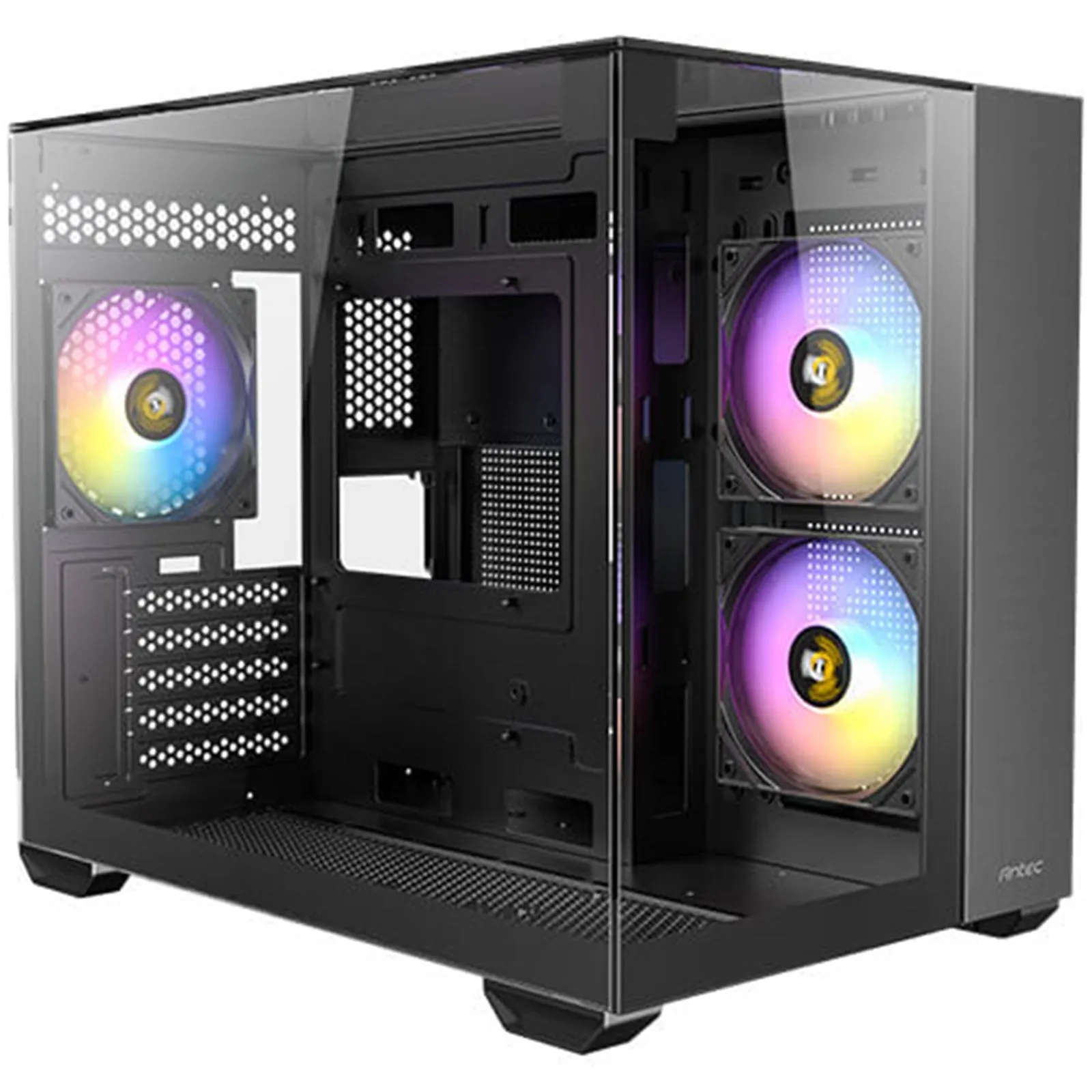 Antec CX600M Trio ARGB Mini Tower Gaming Case, Black, Tempered Glass Panels, Dual Chamber Design, Vertical Cooling, Pre-Installed ARGB Fans, Water Cooling Support,