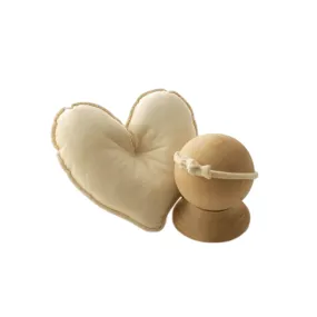 Babymoon | Set of 2 | Heart Shaped Pillow With Hairband | Baby Photoshoot Props | Posing Aids | Beige