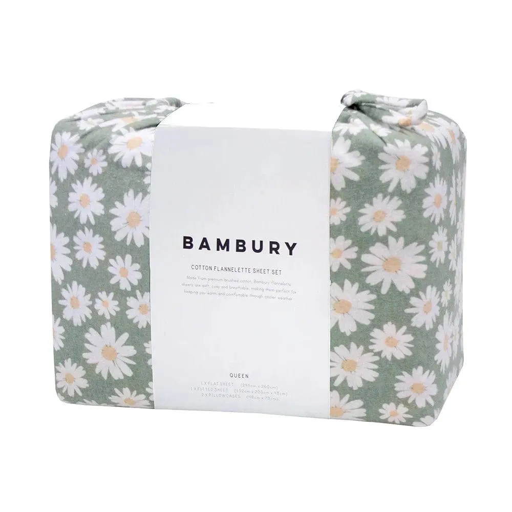 Bambury | Flannelette Sheet Set - Daisy Sage