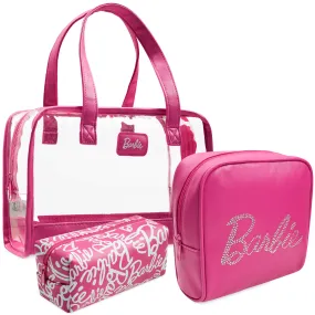 Barbie Toiletry Bags Set of 3, Zipped Wash Bag and Cosmetic Bag Holiday Essentials - Gifts for Her