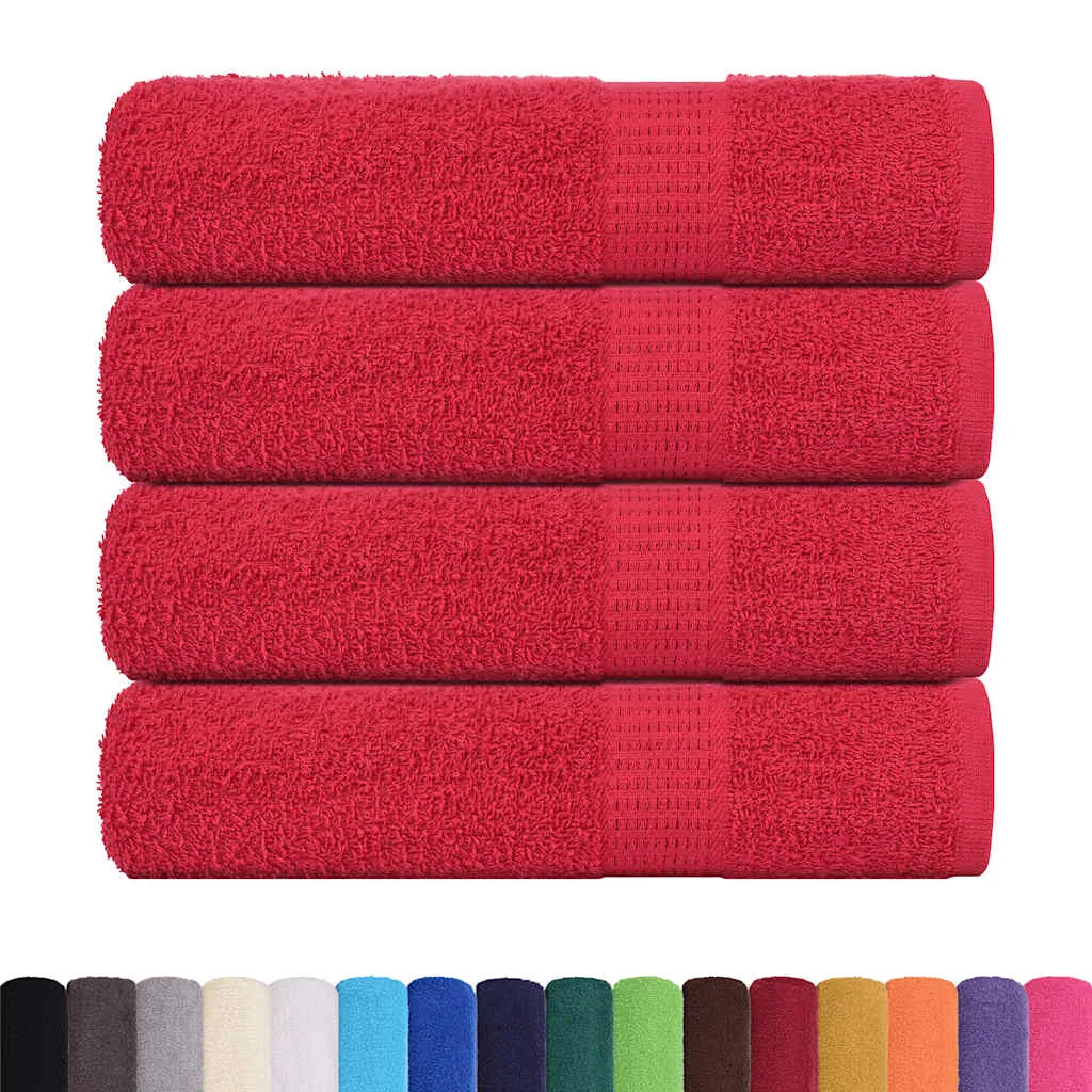 Bath Towels 4 pcs Red 100x150 cm 360 gsm 100% Cotton