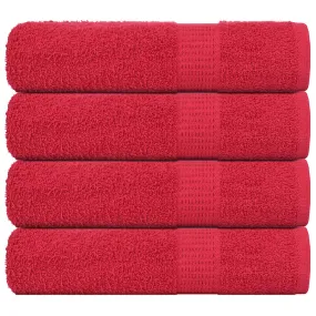 Bath Towels 4 pcs Red 100x150 cm 360 gsm 100% Cotton