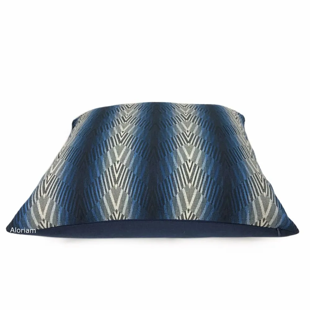 Beekman Blue Art Deco Chevron Stripe Pillow Cover