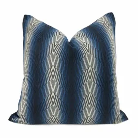 Beekman Blue Art Deco Chevron Stripe Pillow Cover