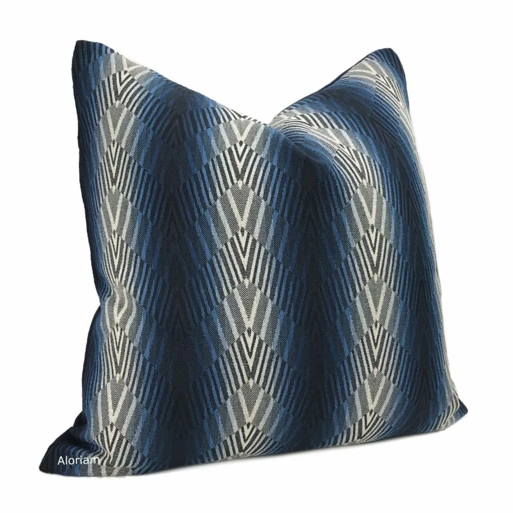 Beekman Blue Art Deco Chevron Stripe Pillow Cover