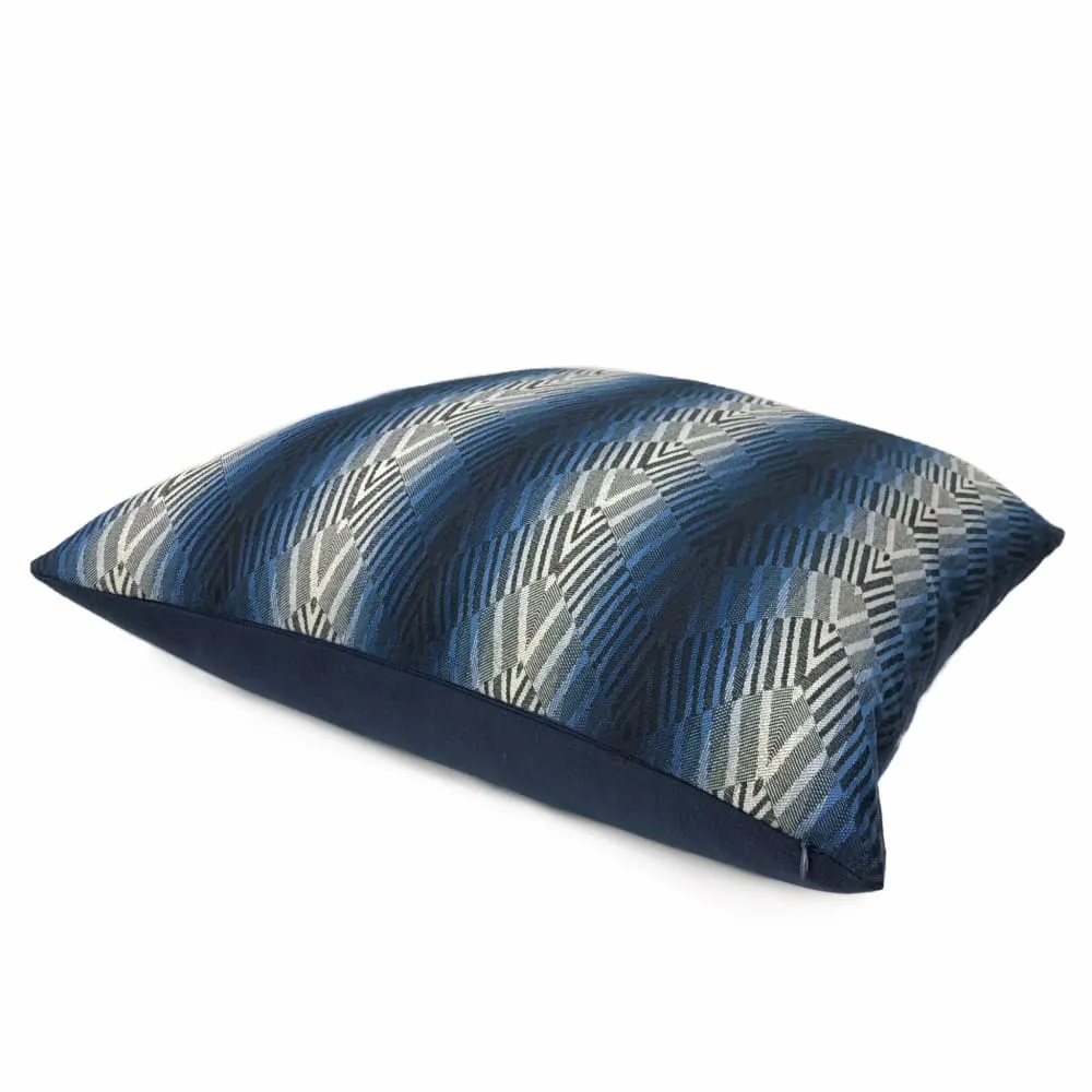 Beekman Blue Art Deco Chevron Stripe Pillow Cover