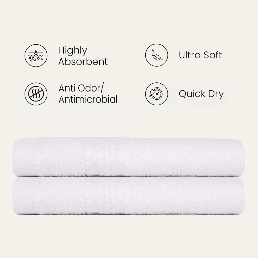 BePlush 450 GSM Bamboo Towel | Ultra Soft, Absorbent, & Quick Dry Towels for Gym, Travel (Hand Towel, White, Pack of 2)